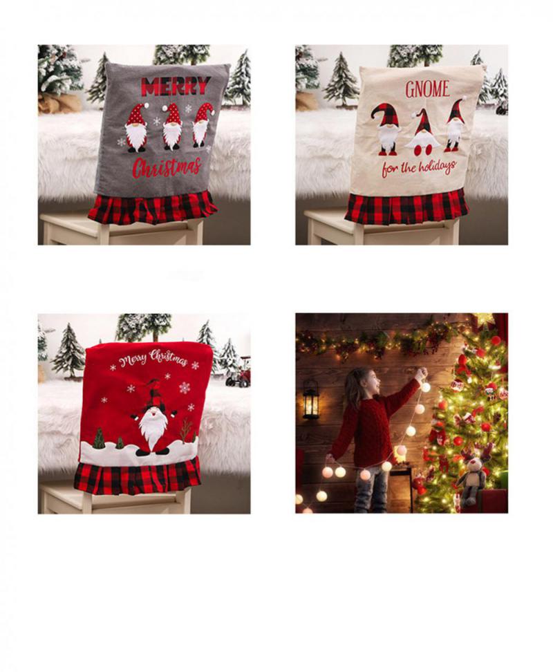 Christmas Decoration Chair Cover Creative Cartoon Machine Embroidered Linen Christmas Flower Chair Back Cover Car Backrest Set