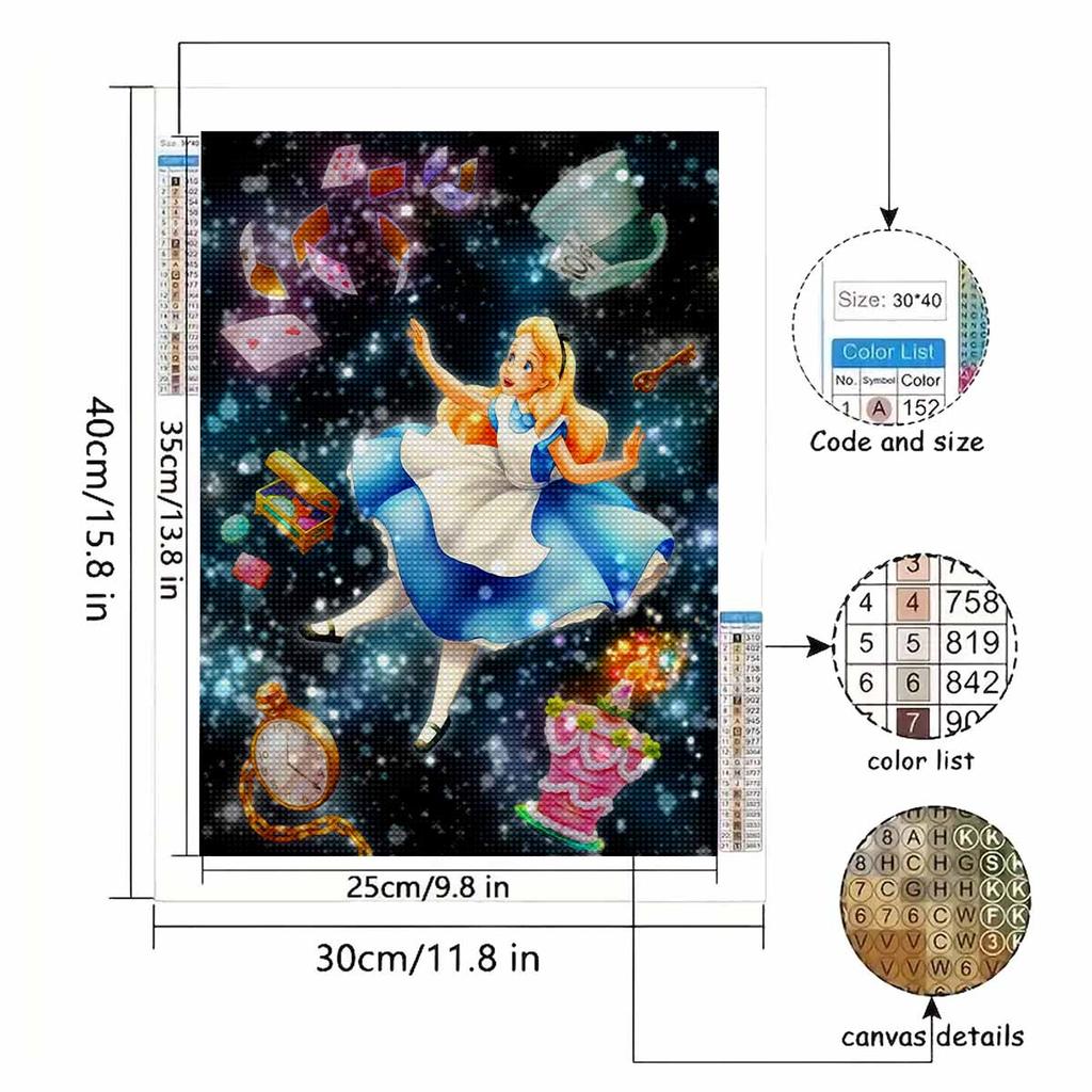 Full Round Diamond Painting Alice's Dream Art Rhinestone Picture Mosaic DIY 5D Cross Stitch Embroidery Home Decoration