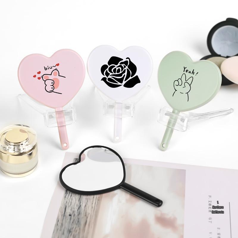Customizable Mini Heart-Shaped Portable Makeup Mirror – Handheld, Hangable, Perfect for Students