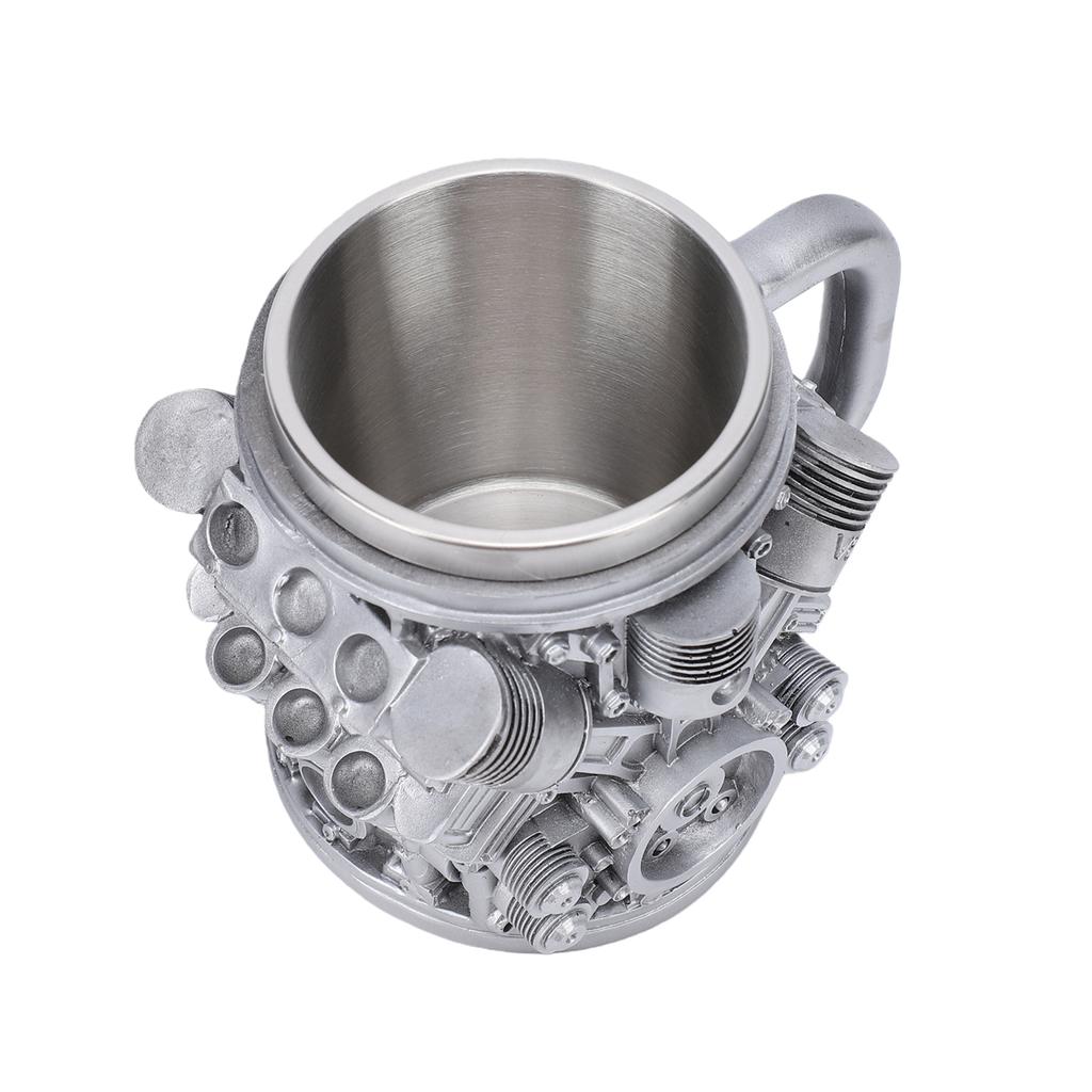 Coffee Mug Reusable Resin Stainless Steel Engine Coffee Cup with Ergonomic Handle for Present