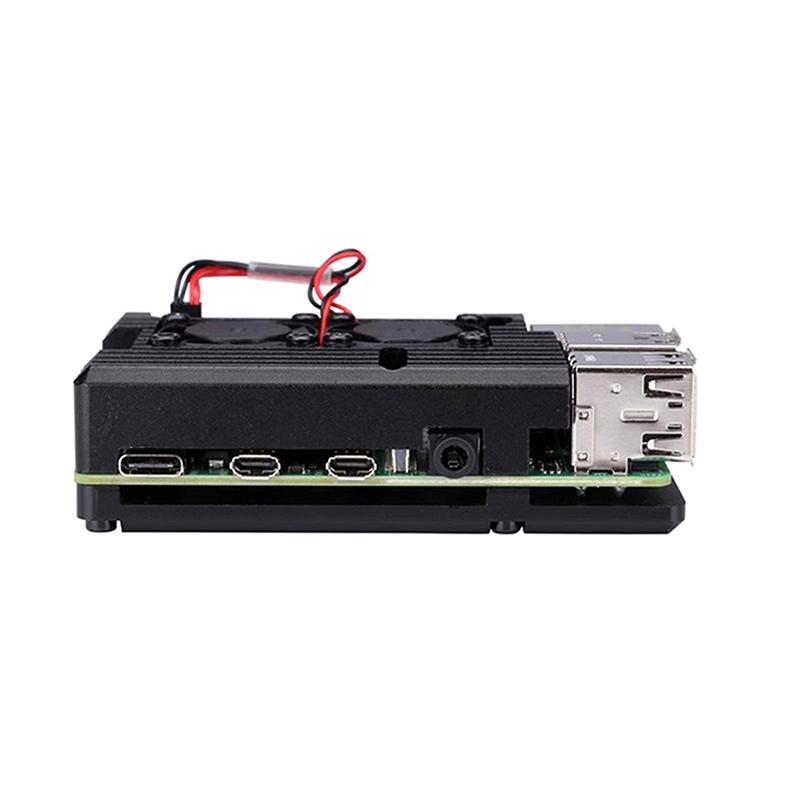Алюмінієвий корпус для Raspberry Pi 4 З подвійним вентилятором охолодження / Без нього Металевий корпус Чорний корпус Для Rpi Raspberry Pi 4B