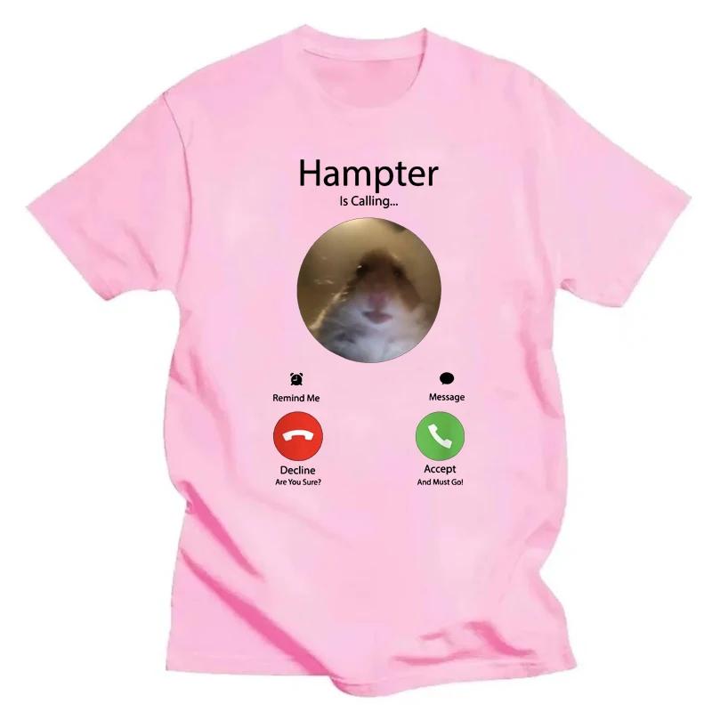 Dank Meme Hamster Staring Front Camera Hampter Calling Printed T-shirt Women Men Casual Streetwear Top Short Sleeve T-shirts
