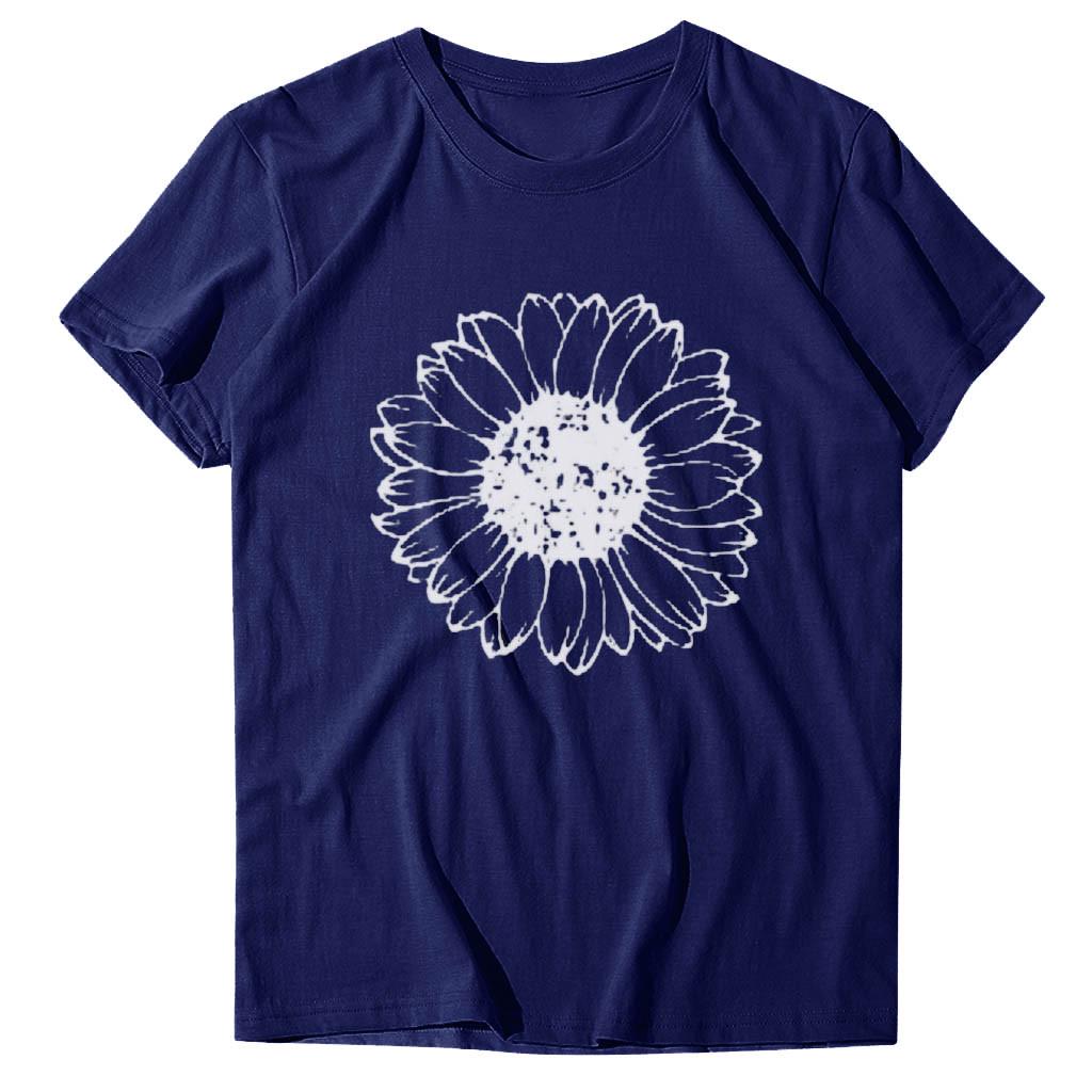 Women Casual Printing Short Sleeves Loose T-Shirt Blouse Tops