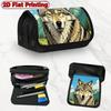 Stampa Piatta 2D 1pz Wolf Ash Design Wild Art Astuccio Portapenne Flip a Doppio Strato - Design con Copertina Flip Multi-Strato, Chiusura a Zip, Sacca di Contenimento, Organizer per