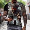 Mens Summer Clothing 3D Printed Skull Graphic T Shirts Round Neck Short Sleeved