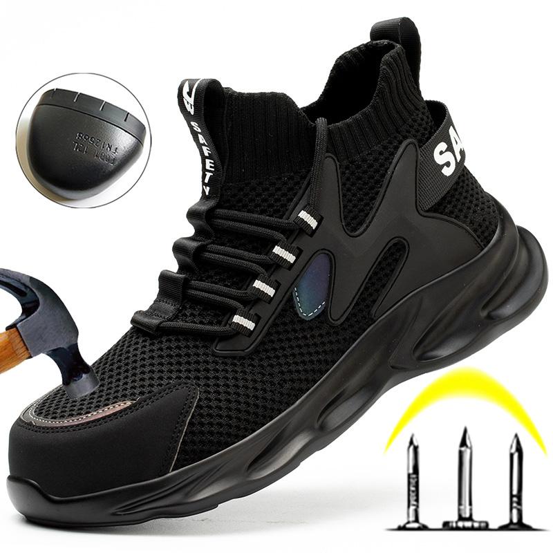 Fashion Fashion New Design Safety Shoes Men Sock Boots Steel Toe Cap Kevlar Midsole Puncture-Proof Work&Safety Boots Male Working Shoes