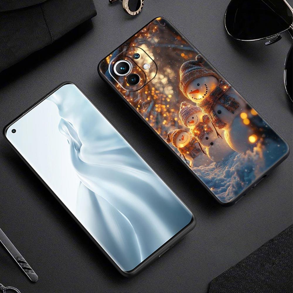 Christmas Snowman Phone Case Cover for Xiaomi Mi 17 15 14 13 12 11 Ultra 15T 14T 13T 12T 11T Pro Lite 5G Soft TPU Shell Fundas