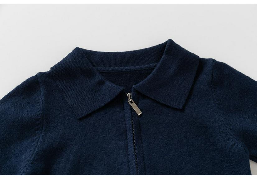 Autumn New Boys' Knit Polo Collar Sweater - Choose Size, Versatile Plain Color.