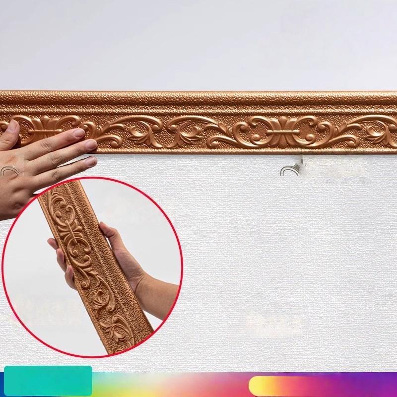 1pc Self Adhesive Flexible Foam Molding Trim,Wallpaper Border 3D Sticky Decorative Wall Lines,Peel and Stick Wall Baseboard Trim