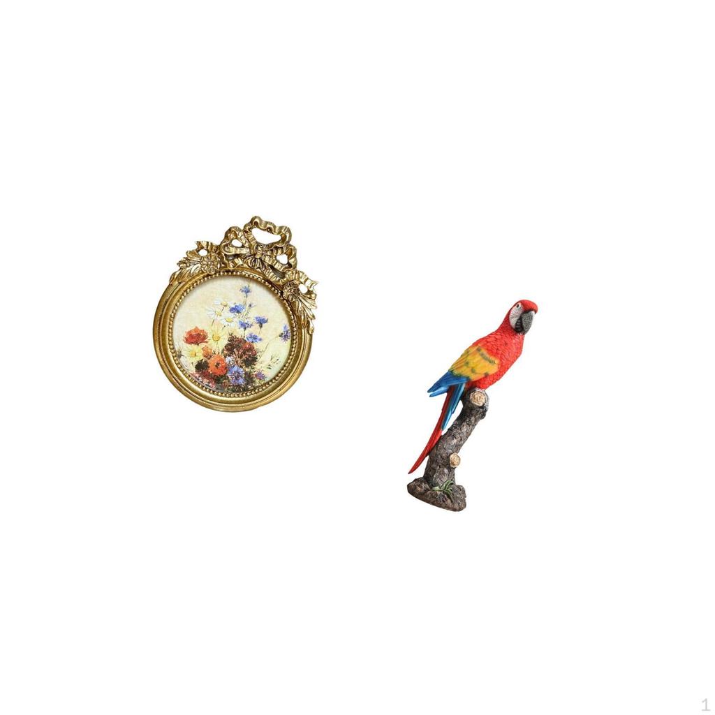 Antique Ornate European Parrot Statue Picture Display Frame Creative Crafts Home Decoration for