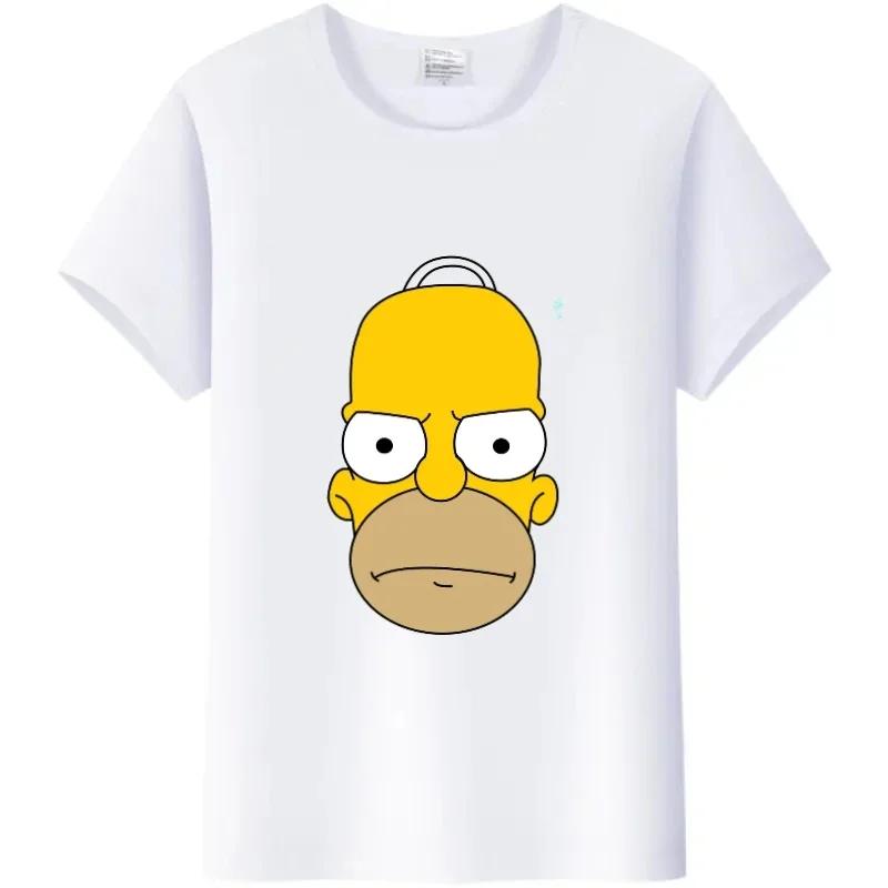 Casual Disney Cartoon Simpson Harajuku T-shirt Summer Blouses Ladies Men White Tees Tops Short Sleeve Blouses Women 90S Tshirt