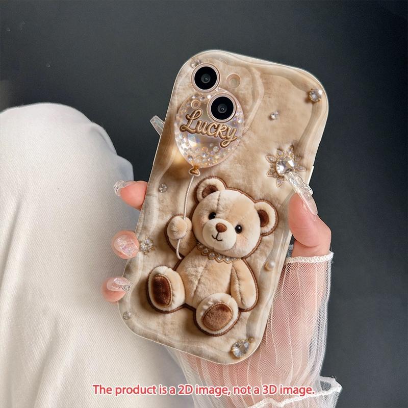 Süßes Ballon-Teddybär-Muster Silikon-Handyhülle Für iPhone 17 16 15 14 13 12 11 Pro Max XS XR X 15 16 Plus 16E 17 Air Cover