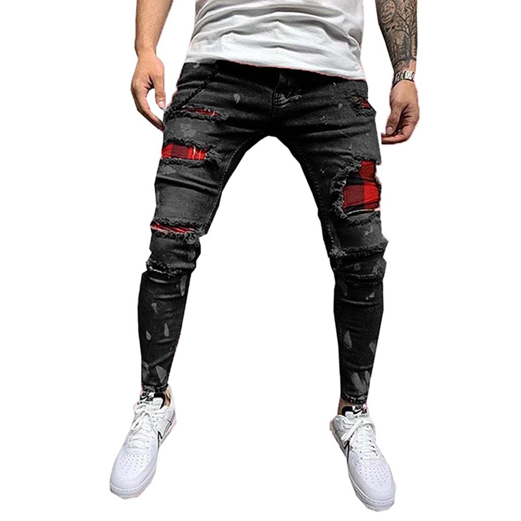 Pantaloni Jeans Drepți Mici Casual Bărbați Pantaloni Fashion cu Picior Larg Blugi Colorați