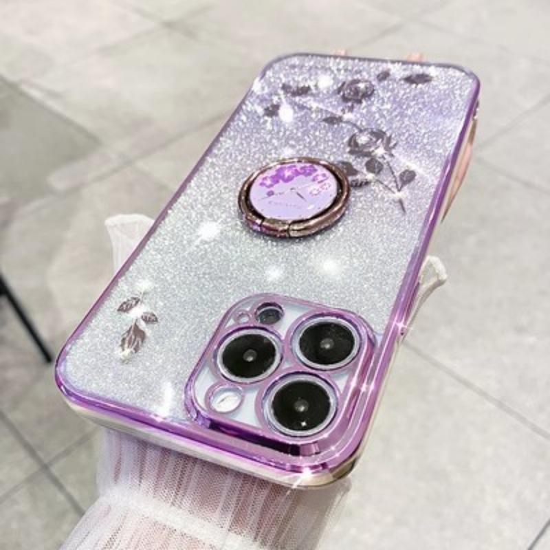 

Applicable To Apple 17 Immortal Flower Mobile Case Glitter Rhinestone IPhone 16 ProMax Electroplating Anti Fall 15 Protection Case iPhone16