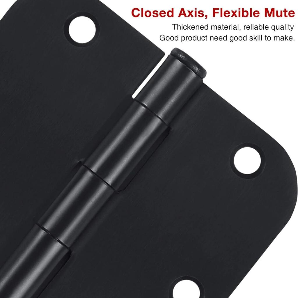 2pcs Round Matte Black Door Hinge 3.5inch 5/8" Iron Dual Folding Residential Standard Bedroom Indoor Door Hardware Control