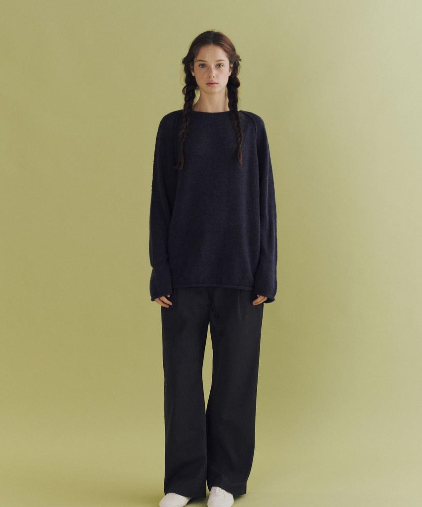 ANDNEEDS Bailey Boat Neck Sheer Knit (Navy)