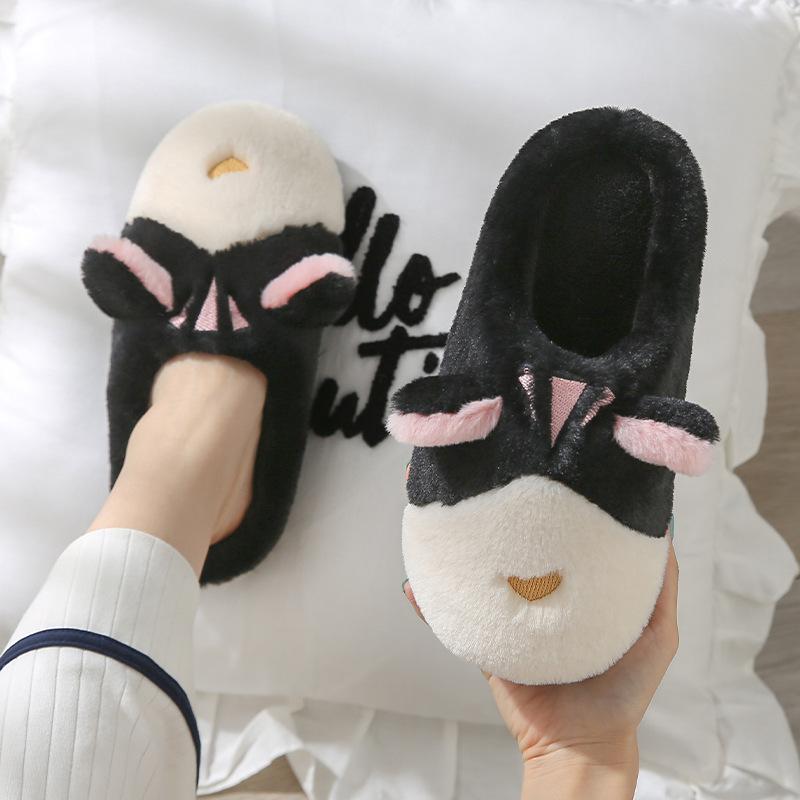 Cotton slippers women's autumn and winter indoor cute home plush couple home non-slip external wear warm cotton mop