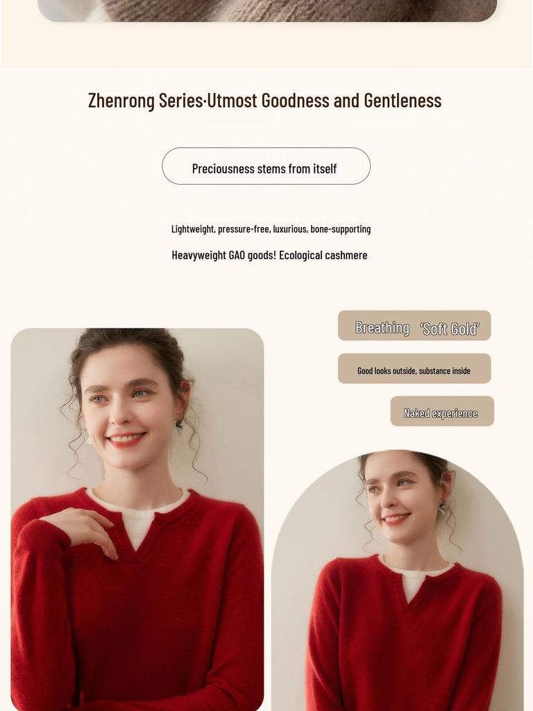 Women's Fashion Cashmere Knit Henley Neck Two-Piece Pullover - Versatile Autumn/Winter Solid Color Base Layer
