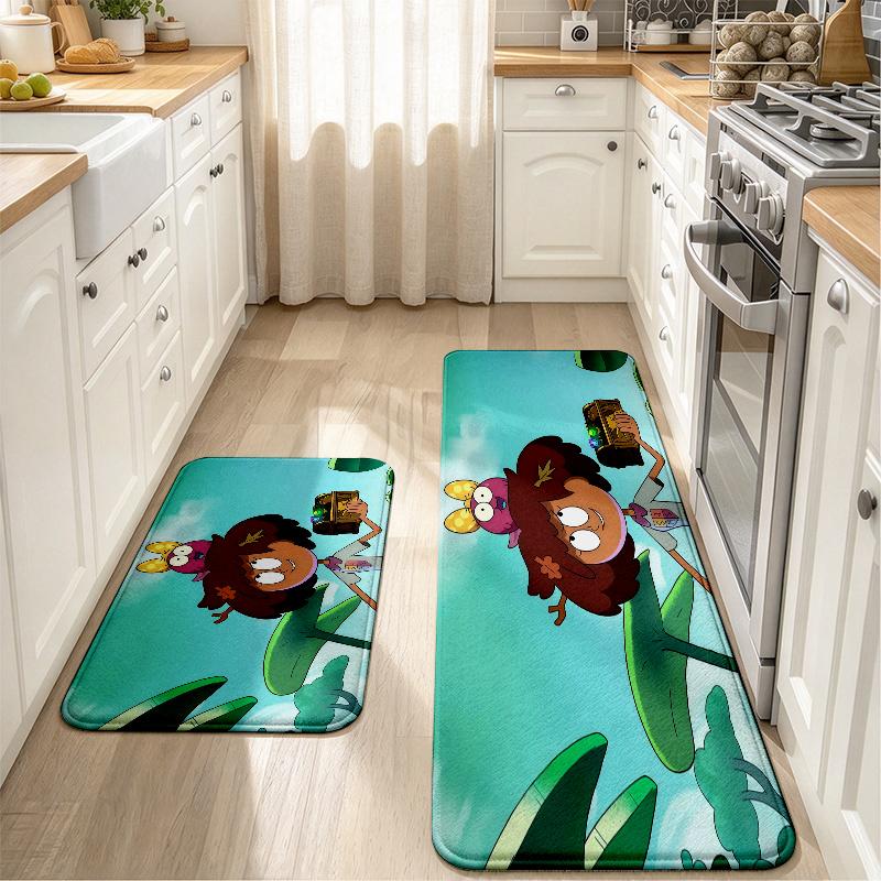 Amphibia Print Flannel Kitchen Mat Christmas Soft Area Rug Non Slip Floor Carpet Home Decoration