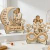 Wooden Ornament with Stable Base, Father Day Wooden Ornament, Decorative Resin Sculpture Family Love Decor for Desktop Bookshelf