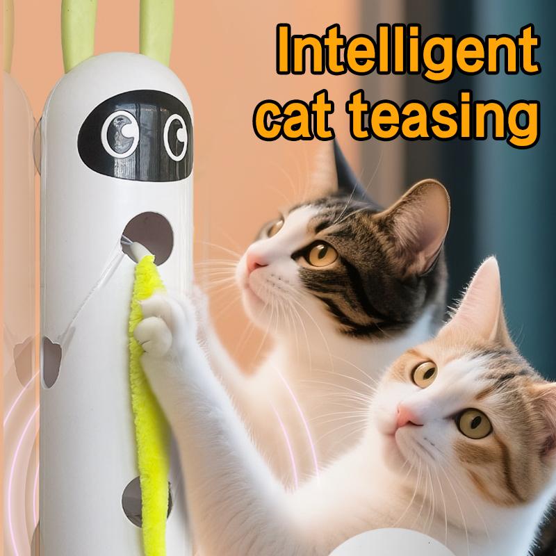 Smart Motion Cat Toy Interactive Cat Teasing Device with Sensor And Suction Cup Automatic Cat Toy with Fuzzy Tail for Indoor Cats Hunting Jumping