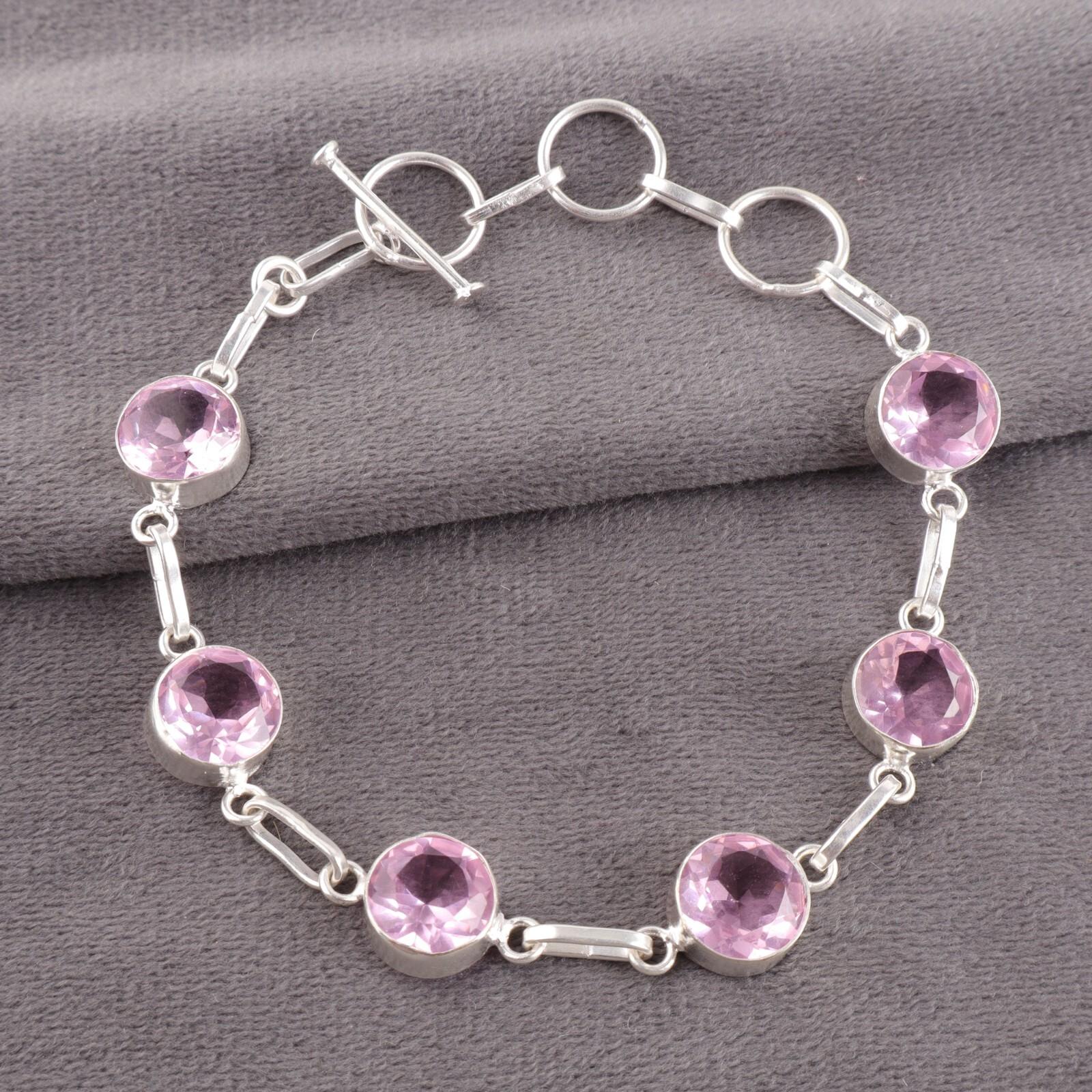 

Морганит Драгоценный камень 925 Стерлинговое серебро Ювелирные изделия Ручной работы Браслет Подарок для жены RB-14-8