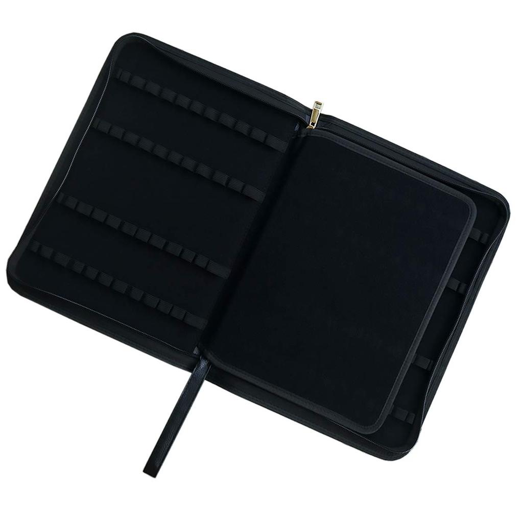 Large Capacity Fountain Pen 48 Black PU Leather Case, Pens,