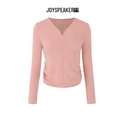 JOY SPEAKER Women's Slim Fit V-Neck Long Sleeve Crop Top
