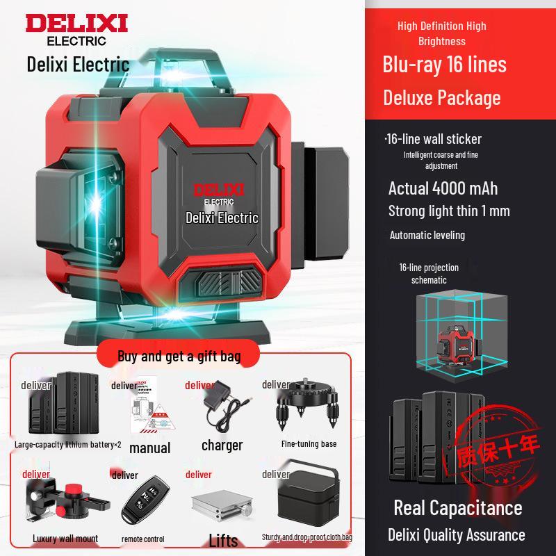 Delixi 12-Point High-Precision Green Laser Level for Outdoor Use