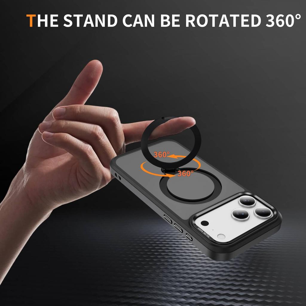 Magnetic Case for iPhone 17/16/15/14/13 Pro Max 12 with 360 Rotatable Ring Stand, Compatible with Magnetic Car Mount, Kickstand