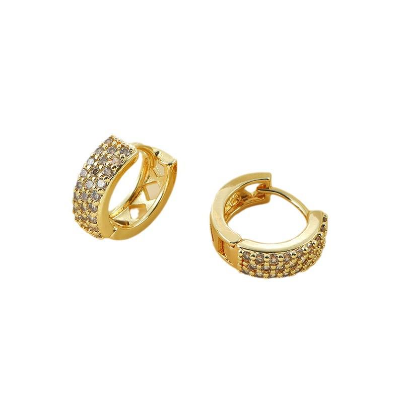 

Геометрические квадратные серьги-кольца с цирконами: Элегантные серьги во французском стиле для женщин E-002 Gold