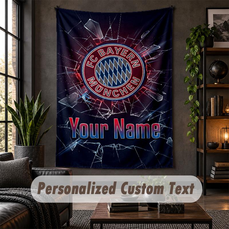 Personalized Wall Tapestry,Bayern Munich Custom Text, Soft Fabric Wall Art For Indoor Decoration