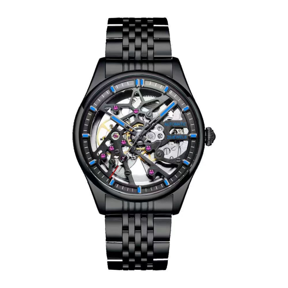 New Men's Hollowed Out High-End Fully Automatic Trend Steel Mechanical Watch