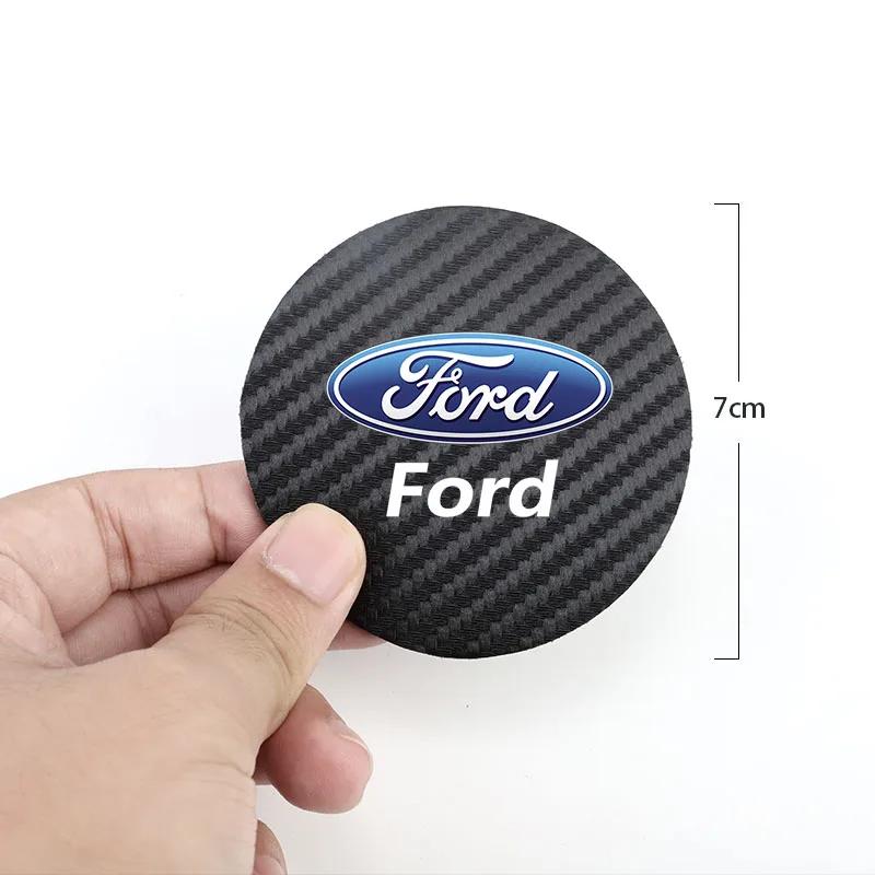 Car Sticker 2026 For Ford 2Pcs Car Anti-noise Coaster Water Cup Holder Carbon Fiber Pad For Ford Focus 2 3 Mondeo Kuga Fiesta MK