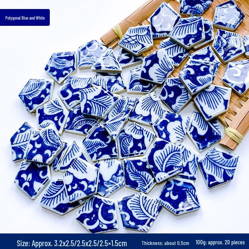 Handmade Ceramic Mosaic Art Kit: Blue & White Porcelain Pieces for Creative Parent-Child Projects