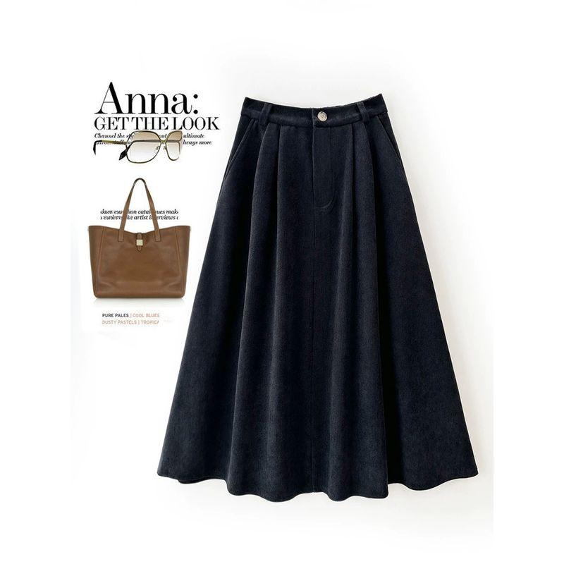 

High-waisted Mid-Length A- Line Skirt Retro High Waist Big Hemline A- line Skirt Skirt 03 M