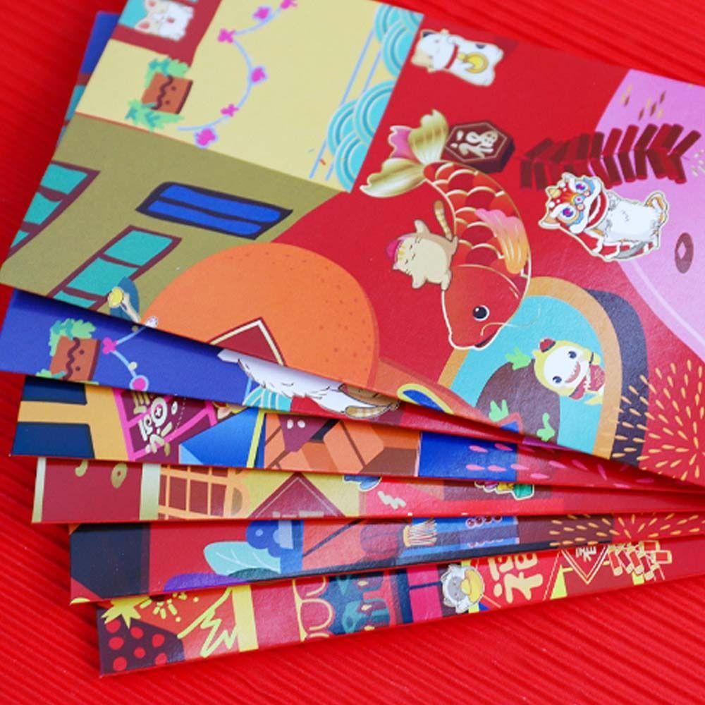 6pcs Cartoon Red Envelope Traditional Red Pocket 2026 Horse Year Money Envelope  Spring Festival