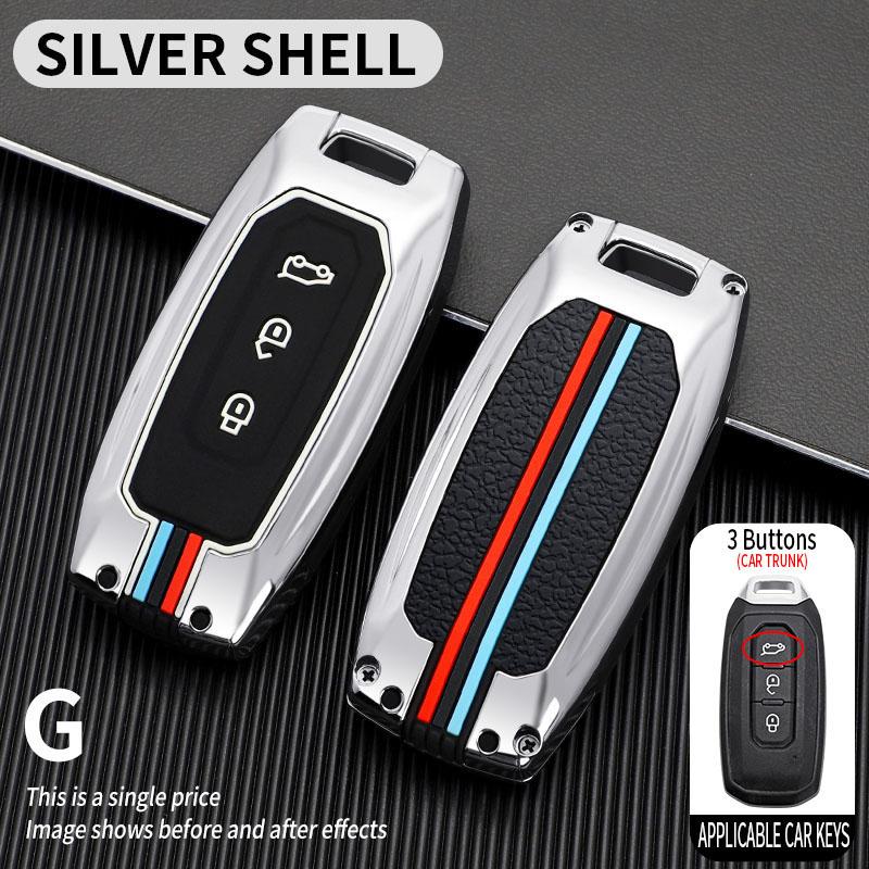 3 Buttons Zinc alloy + Silicone Car Key Case Cover Ford Territory 2019 2020 2022 2023 2024 Car Protection Keychain accessory