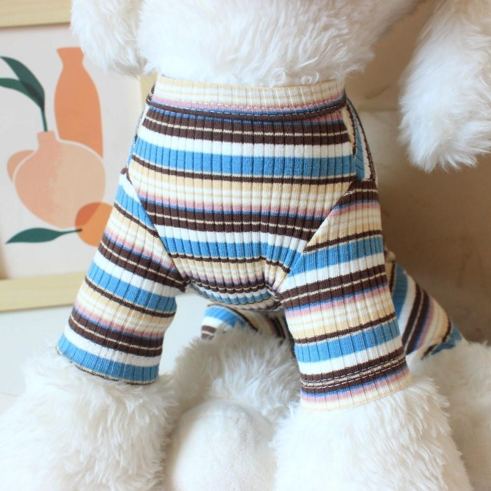 Colorful Stripes Dog Jumpsuits Cute Soft Puppy Rompers Fashion Dog Clothes