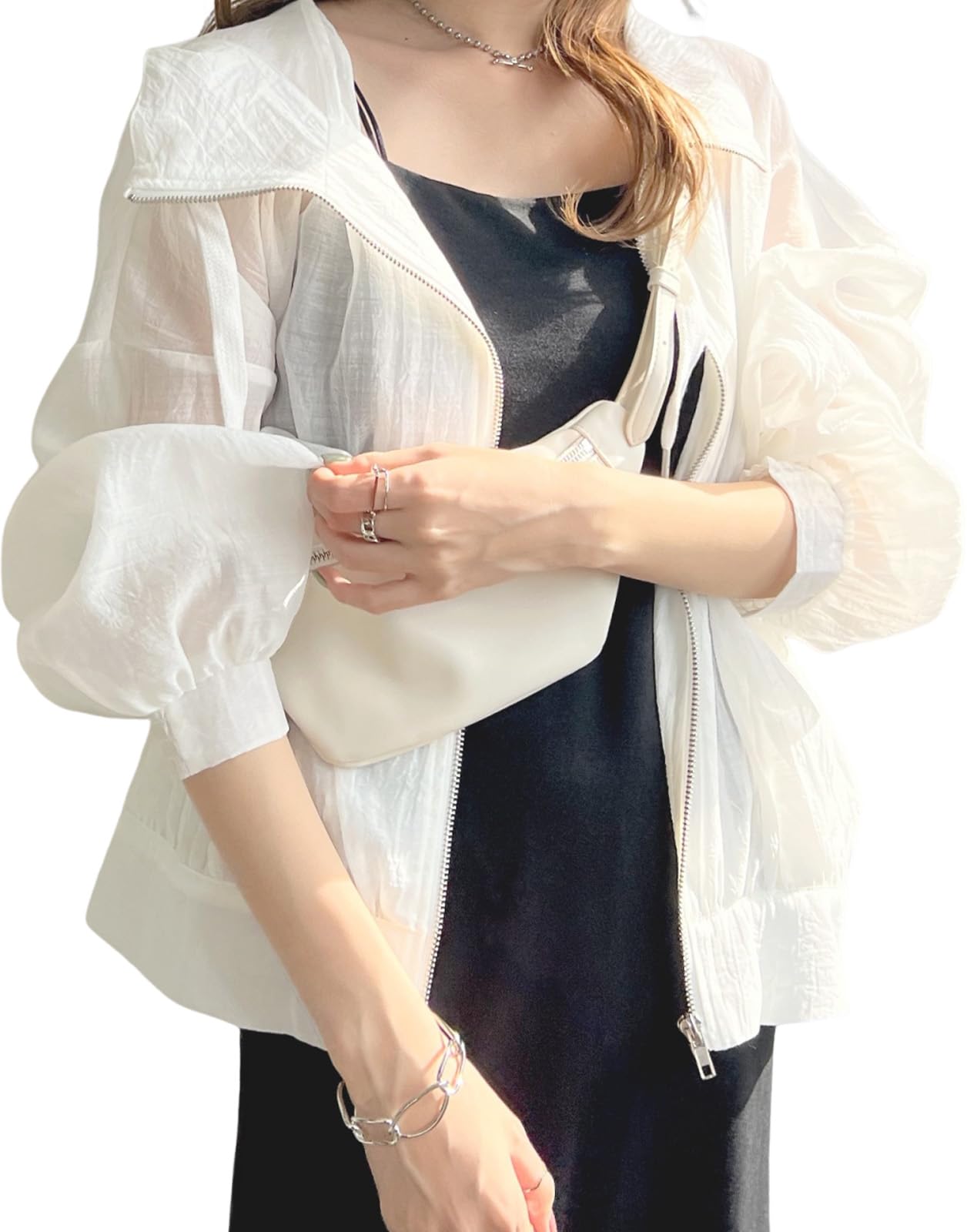 

Airby Защита от солнца Легкое Длинное Красивое Худи для корейских женщин, Куртка, Крутая, Прозрачная, Рукава, Современная, Естественная, Стиль, Белая, 5S-A21-WHXL белый