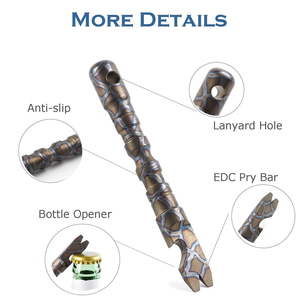 Hamans Titanium Alloy EDC Pry Bar with Bottle Opener Screwdriver Function Multi Tool (Multicolor)