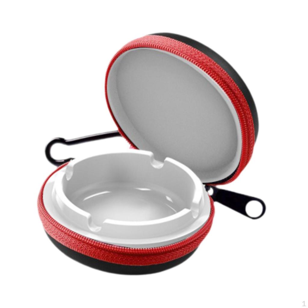 Portable Ashtray Simple Outdoor Hiking Travel Ash Tray for Mountain Climbing Red and White