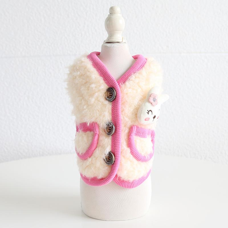 Cartoon Animal Velvet Vest Autumn and Winter Teddy Cat Clothing Pet Clothing Dog Clothing Dog Accessories Designer Dog Clothes