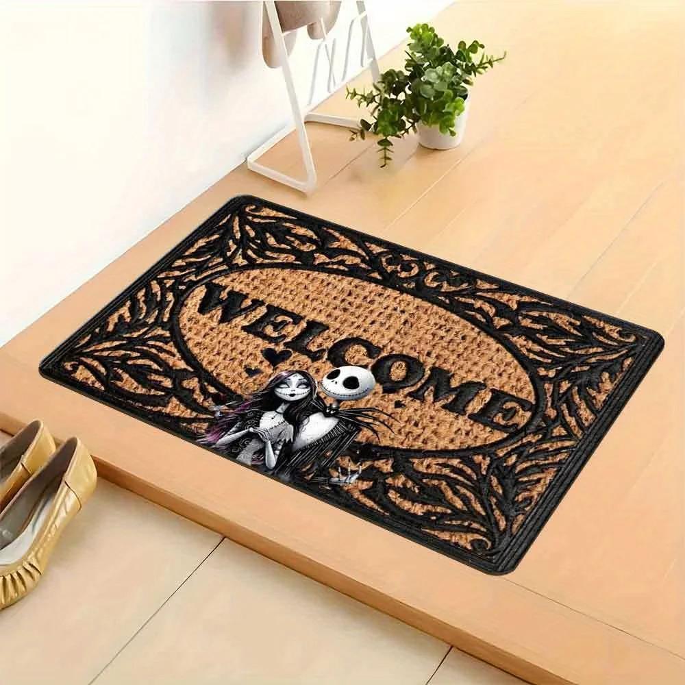 

VIKAMA Christmas Eve Horror Welcome Rug - Universal Halloween Theme Home Decor For Both Indoor And Outdoor Use 40cm x 60cm