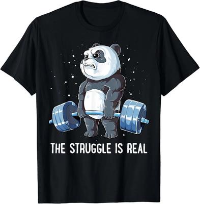 Panda La Lotta è Reale Sollevamento Pesi Fitness Palestra Divertente Regalo T-Shirt Unisex