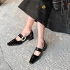Fashion Red Mary Jane Women Pumps Thick High Heels Shoes Female  Square Toe Shoes Fashion Party Woman Shoes 2025 New