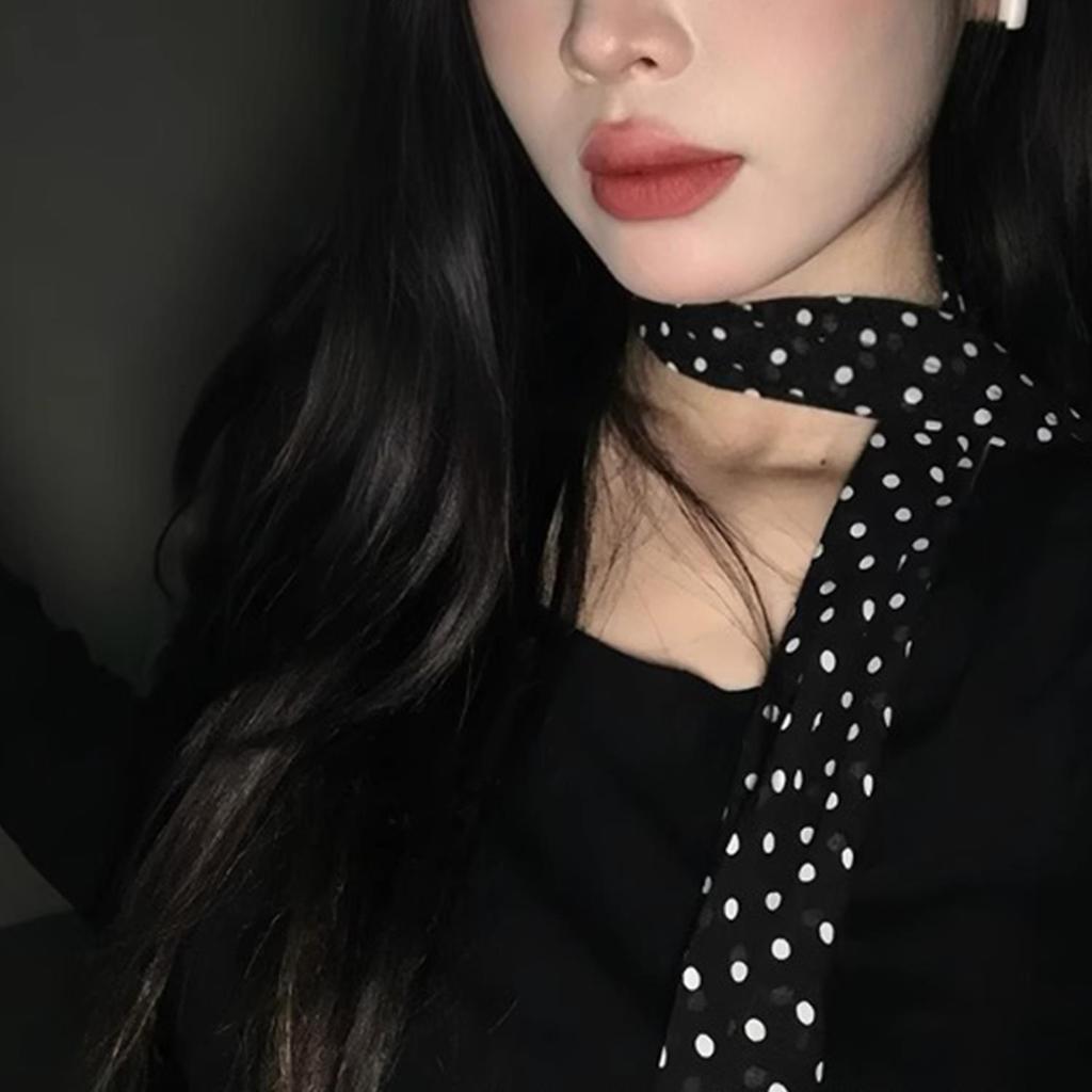 Women Narrow Long Scarf Polka Dot Tie Bag Ribbon Headband Choker Streamer Lady Accessories