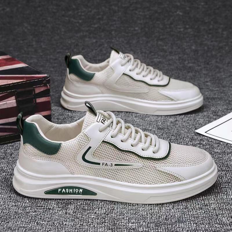 2024 Men's Trendy White Breathable Mesh Sneakers: Summer Casual, Wear-Resistant Sports Shoes