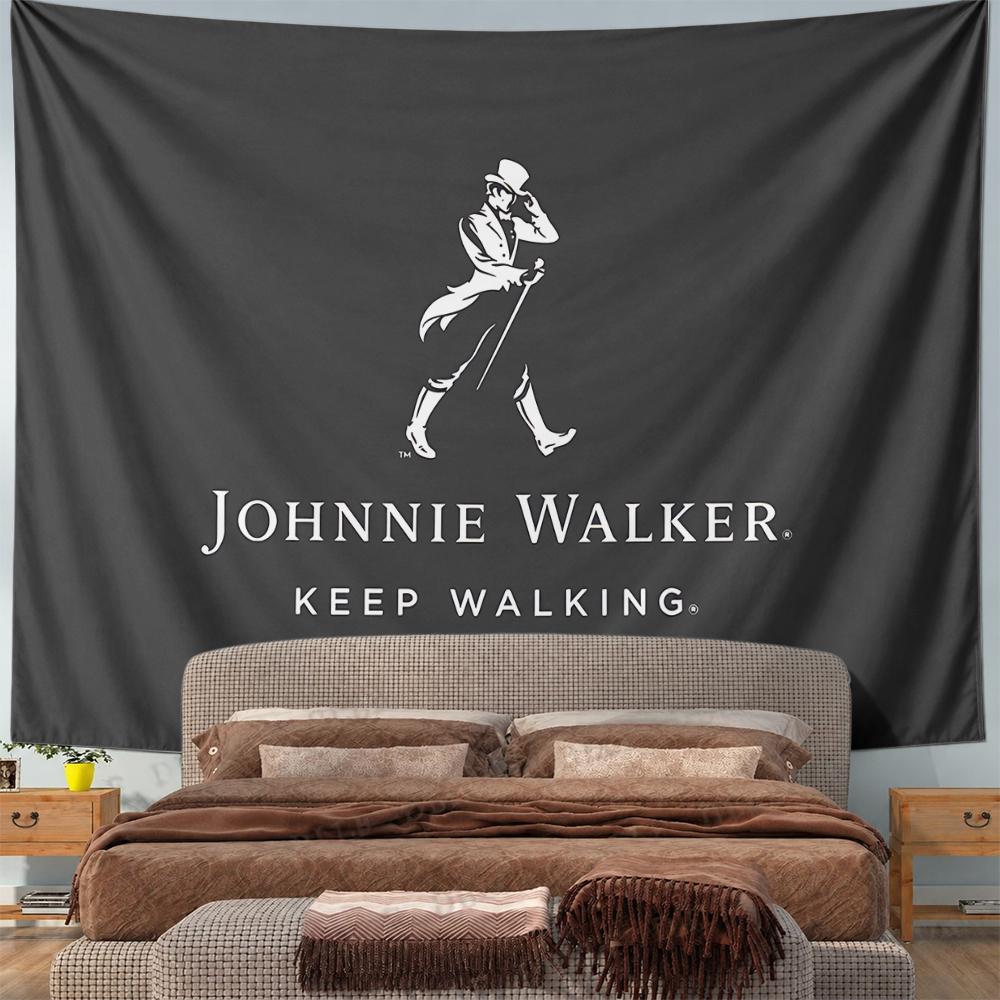 Playful Johnnie Walker Bohemian Tapestry, Soft Gray Lovely Theme, Ideal Present for Cat Lovers and Dog Moms with Calm with Mood with Rich Tone