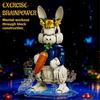 Creative architectural building blocks, pastoral style rabbit, 1258 pieces, animal models, home decoration, rural flowers, rabbit, assembly toys